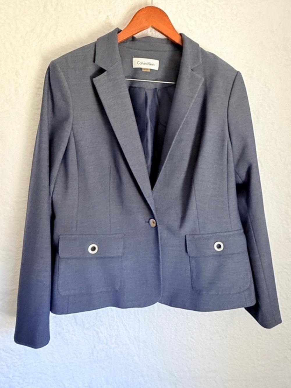 Calvin Klein Tailored Blue gray Blazer Jacket Size 16 Chic Office Career